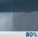 Monday: Rain showers. Mostly cloudy, with a high near 58. South southeast wind 5 to 10 mph, with gusts as high as 20 mph. Chance of precipitation is 80%. New rainfall amounts between three quarters and one inch possible. Monday: Rain Showers